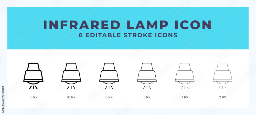 Poster infrared lamp icon set with different stroke. design elements for logo. vector illustration.