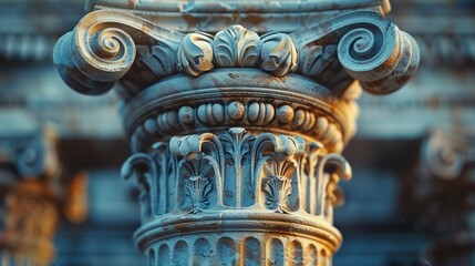 Ancient Roman Column: Craftsmanship in Detail, generative ai