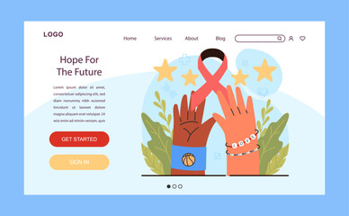 Child cancer ribbon web banner or landing page. Hope for the future.