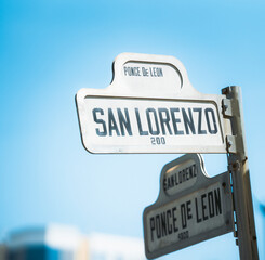 sign in the city street coral gables San Lorenzo miami 