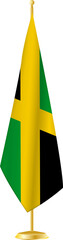 Jamaica flag on a flag stand.