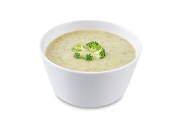 Broccoli potato soup in a bowl on a white isolated background - 774414225