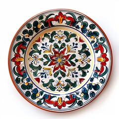 A colorful plate with a flower design on it