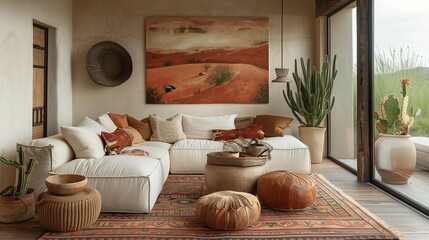Desert Oasis Living Room, generative ai