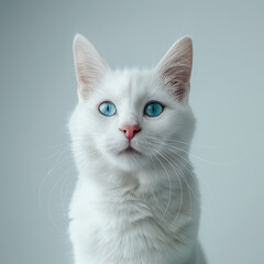 White cat with blue eyes