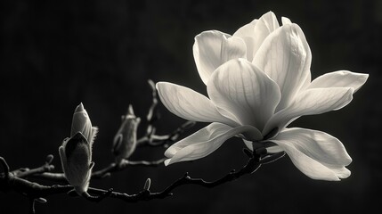 Dramatic Magnolia Blooms, generative ai