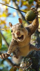 The Great Avocado Heist  Mischievous Squirrels Plotting in a Suburban Backyard