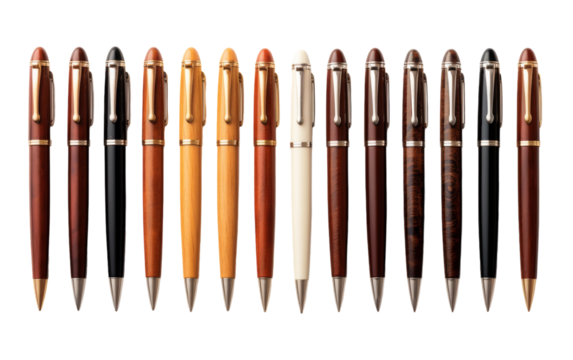 Array of colorful pens neatly aligned in perfect harmony