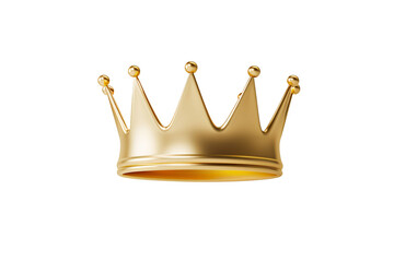 Realistic golden crown. King, queen or noble person gold headdress, monarch power or authority, medieval royalty heraldry or leadership award, victory symbol. Isolated 3d vector shiny, precious crown