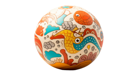 A fish painted delicately on the surface of an egg, creating a whimsical and unique piece of art