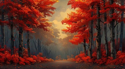 Nostalgic Maple Leaves in Autumn, generative ai