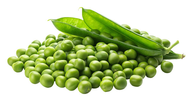Fresh green peeled peas isolated on Transparent background.