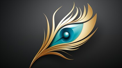 A logo icon resembling an elegant peacock feather.