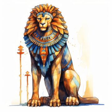 Aqaurell Sekhmet Löwe Göttin des Alten Ägypten Illustration