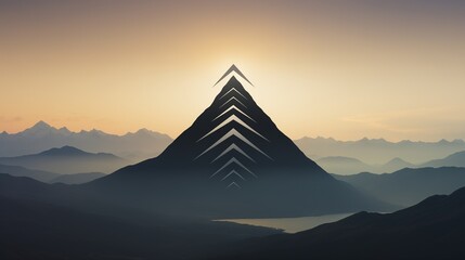 A minimalist logo icon featuring a clean, geometric representation of a mountain range. - obrazy, fototapety, plakaty