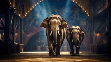 Circus Elephant show, AI generated - obrazy, fototapety, plakaty