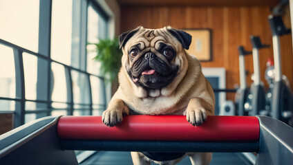 cute dog in the gym