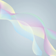 Abstract Halftone colorful smooth wave on a light grey background. Curved twisted slanting design or waved lines pattern, Templates for business cards, brochures, posters, covers. Editable. EPS 10.