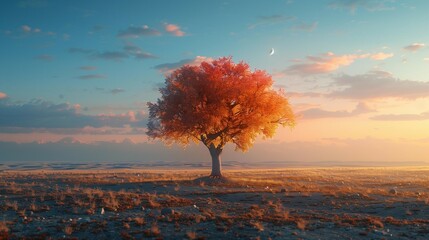 Vivid Tree in Colorful Desert, generative ai