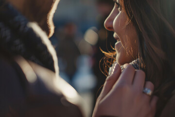 Capturing the moment of a surprise marriage proposal with an engagement ring as the focal point