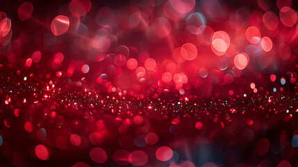 Red bokeh lights, Glowing and shiny red back background, ruby sheen texture, iridescence