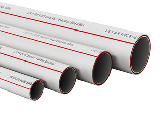 Fiber pipes in various sizes isolated on transparent background. 3D illustration