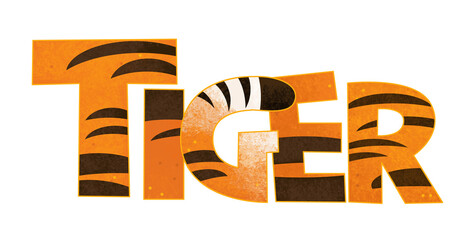 Cartoon animal funny tiger on white background illustration for the children