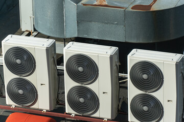 Air conditioning and ventilation system installed on the roof of an industrial building