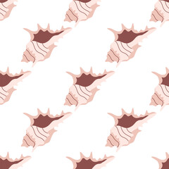 Seamless pattern with sea shells. Summer seamless pattern. Vector illustration in flat style