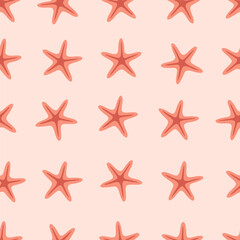Fototapeta na wymiar Seamless pattern with starfishes. Summer seamless pattern. Vector illustration in flat style