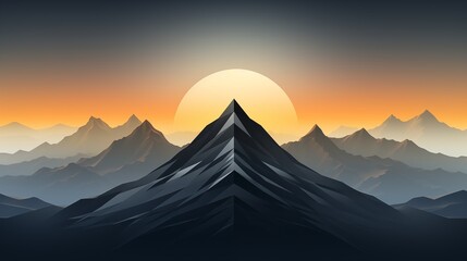 A minimalist logo icon of a stylized mountain range. - obrazy, fototapety, plakaty