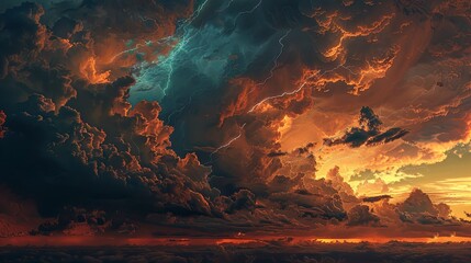 Thunderclouds with lightning.