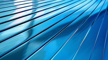 Curving blue metallic surface with a reflective sheen for a dynamic and modern effect