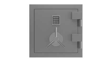 Metal code safe with keyboard lock isolated on transparent and white background. Safe concept. 3D render
