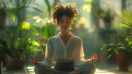 Mindful HR: Meditation for Workplace Harmony, generative ai - obrazy, fototapety, plakaty