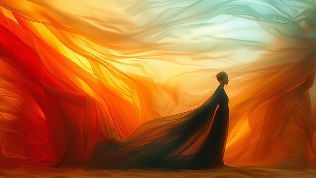 Digital art - Painting of a woman with shawls