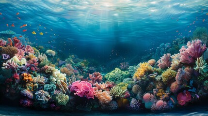 Naklejka na ściany i meble Underwater Wonderland: A Coral Reef's Beauty, generative ai