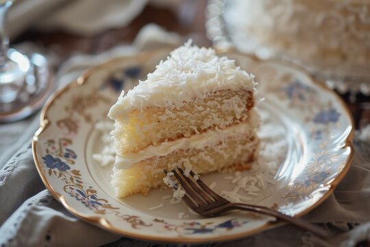 On a coconut cake plate