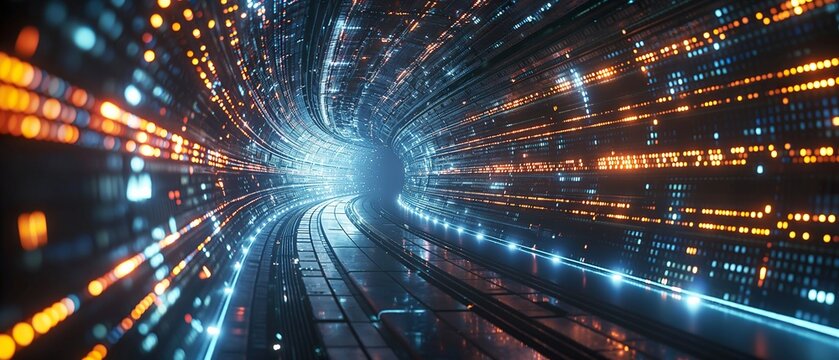 Radiant energy burst particles spiraling toward a central light depicting a cosmic event or data explosion deep space Abstract visualization of a particle accelerator explosion glowing light trails