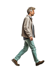 Naklejka premium Profile view of man walking transparent background