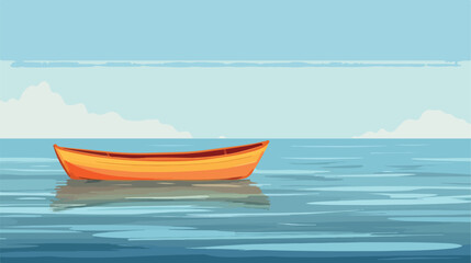 Illustration of a boat floating on the sea flat car