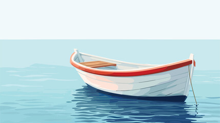 Naklejka na ściany i meble Illustration of a boat floating on the sea flat car