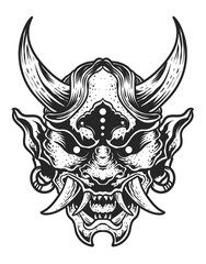 Illustration vector Oni mask, Japanese demon mask.