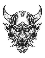 Isolated vector hannya mask, Traditional japanese demon mask.