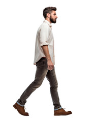Naklejka premium Profile view of man walking transparent background