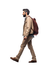 Profile view of man walking transparent background