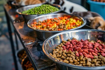Obraz premium Pets dry food in stainless steel bowl