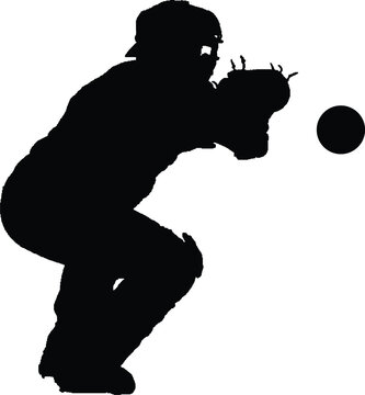 recommend clip art: baseball catcher silhouette vector 