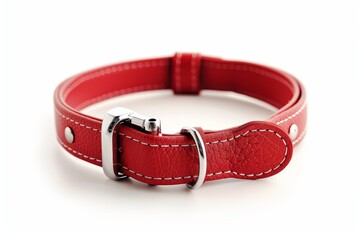 Red dog collar on white background