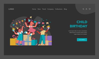 Child birthday concept. Flat vector illustration
